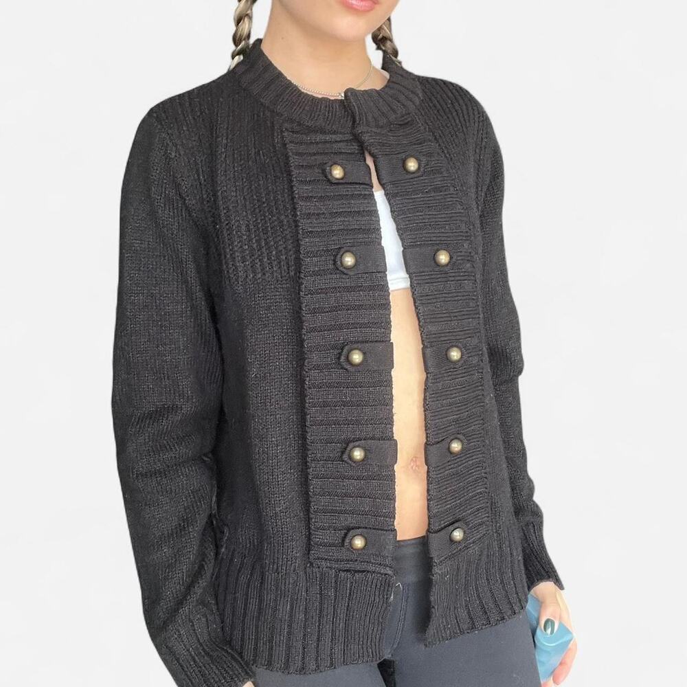Black and brass cardigan ribbed